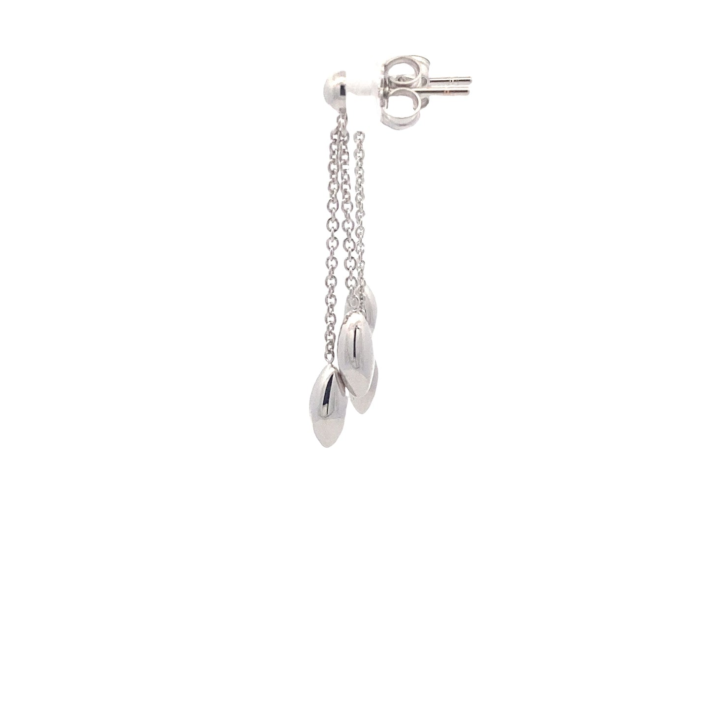 White Gold Marquise Shaped Bead Drop Earrings