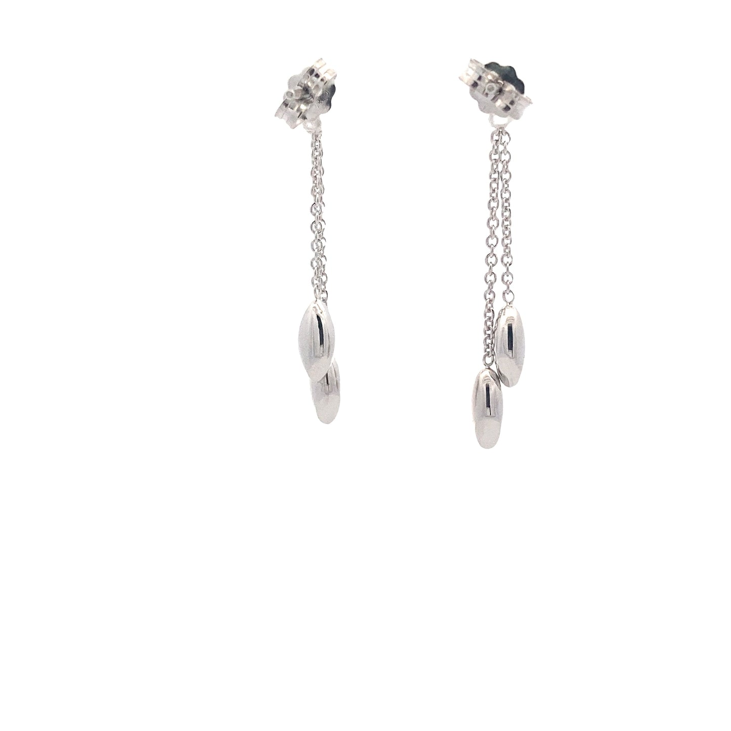 White Gold Marquise Shaped Bead Drop Earrings