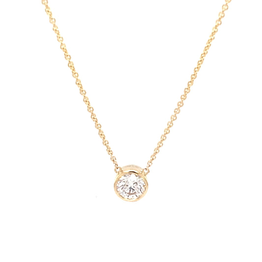 Round Brilliant Cut Diamond Rub-Over Style Pendant - 0.30cts