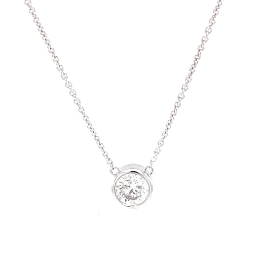 Round Brilliant Cut Diamond Rub-Over Style Pendant - 0.30cts