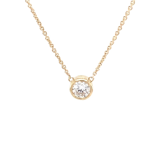 Round Brilliant Cut Diamond Rub-Over Style Pendant - 0.20cts