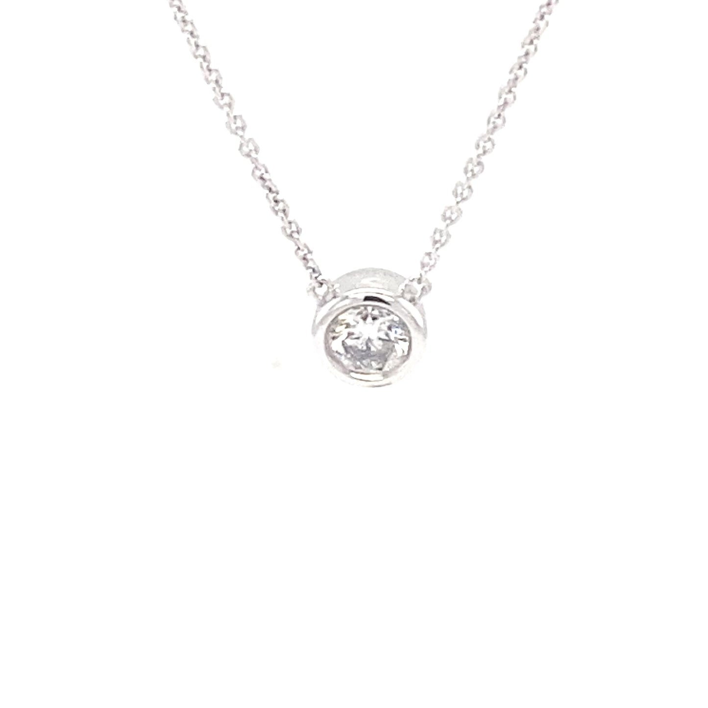 Round Brilliant Cut Diamond Rub-Over Style Pendant - 0.20cts