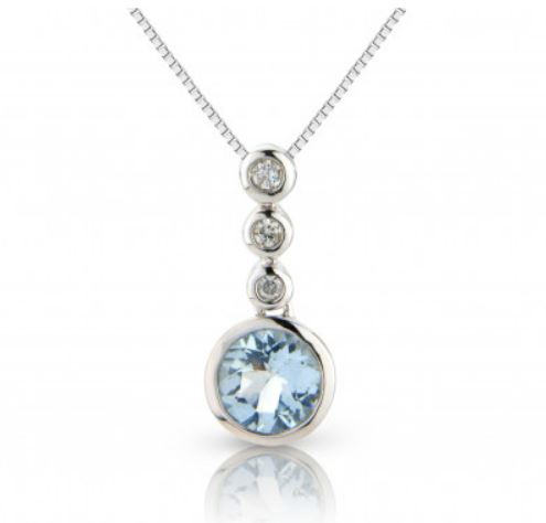 Aquamarine and Diamond Drop Pendant  Gardiner Brothers