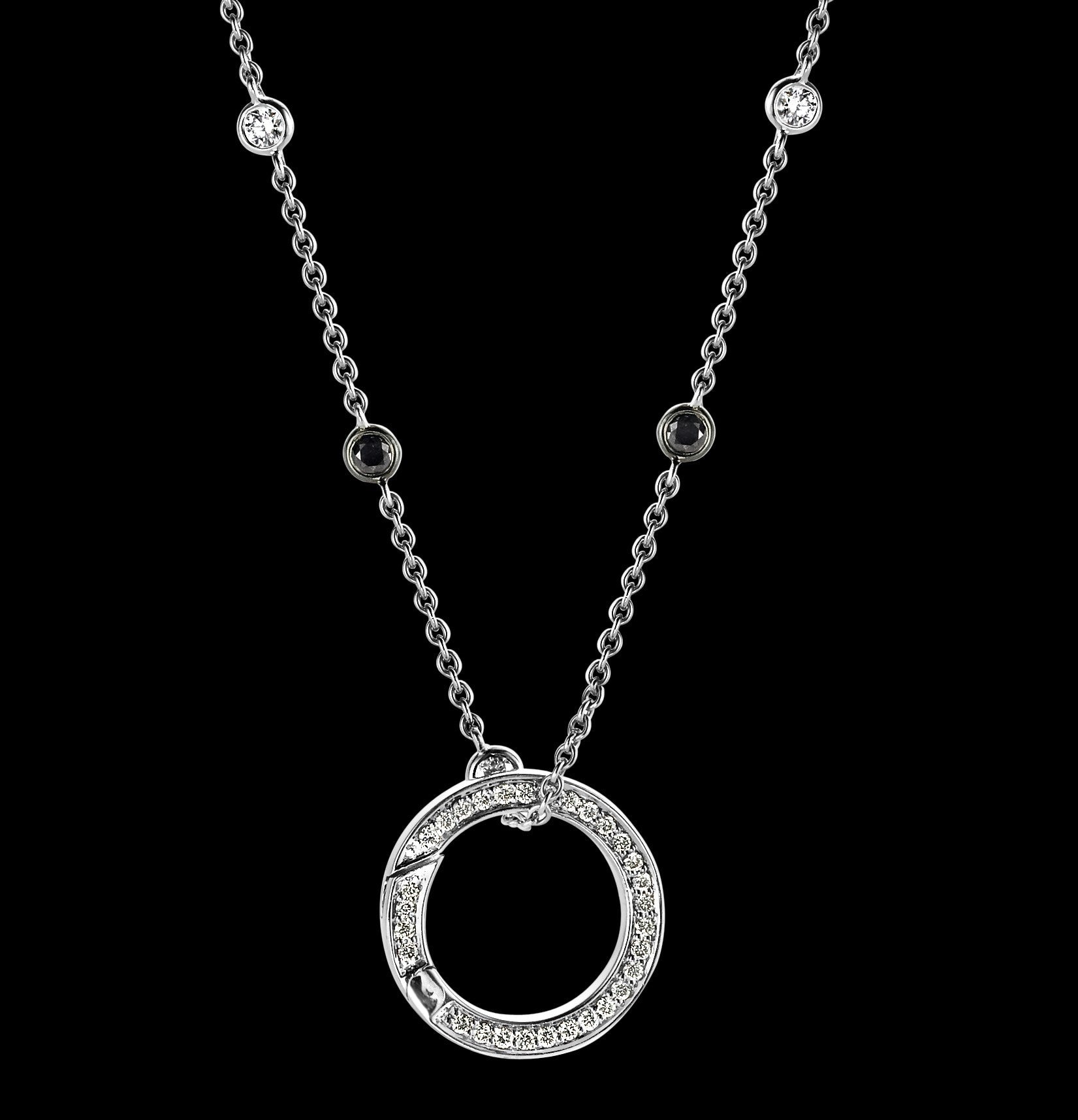 BelleChique Diamond Circle Pendant on Diamond Set Chain  Gardiner Brothers