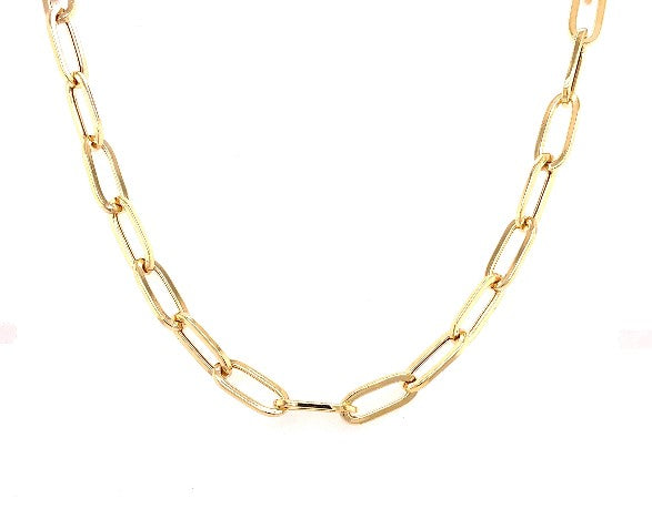 Yellow Gold Oblong Shaped Link Necklace  Gardiner Brothers