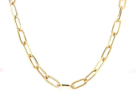 Yellow Gold Oblong Shaped Link Necklace  Gardiner Brothers